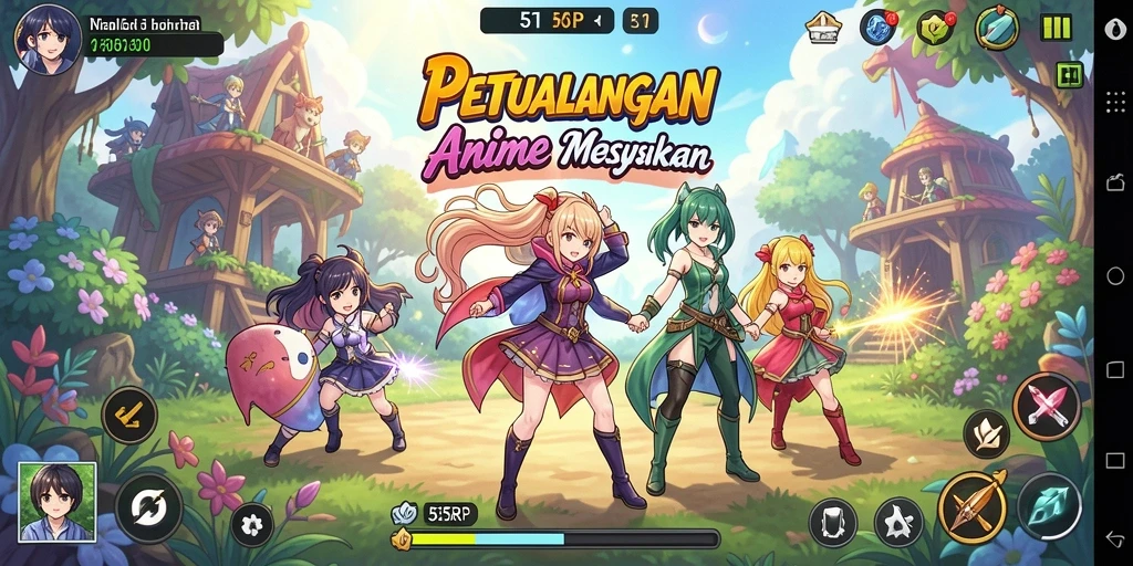 Tampilan gameplay <strong>55RP</strong> yang seru dengan karakter anime yang menarik.