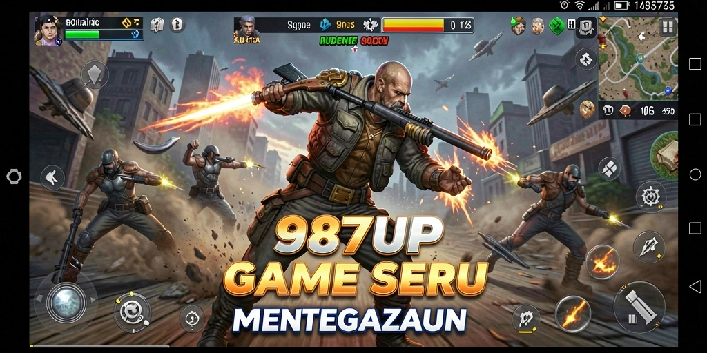 Screenshot permainan 987UP menampilkan aksi intens dan grafis mengesankan.