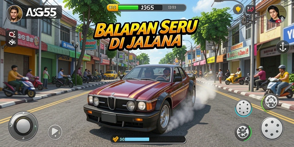 Screenshot gameplay ASG55 yang menunjukkan aksi balapan seru.