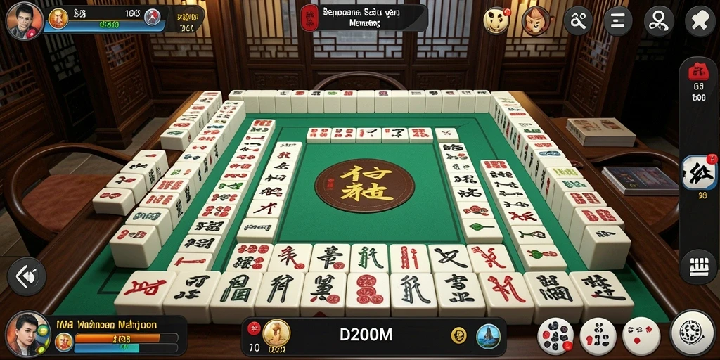 Screenshot utama D200M menunjukkan gameplay Mahjong yang seru dan menantang.