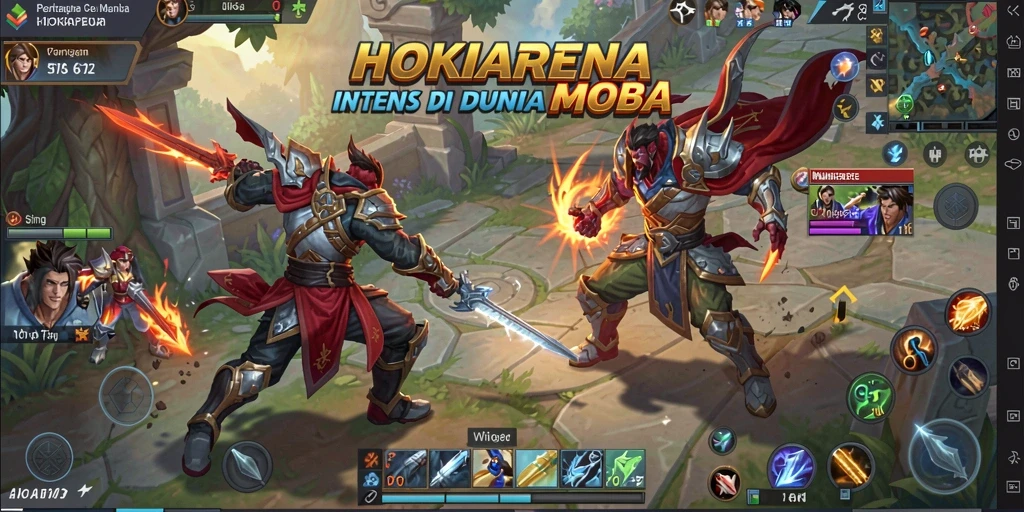 Tangkapan layar HOKIARENA menampilkan aksi seru dalam permainan MOBA.