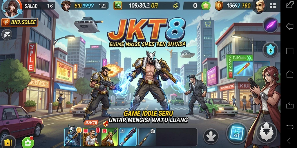 Screenshot JKT8 menampilkan gameplay Idle yang menarik dan interaktif.