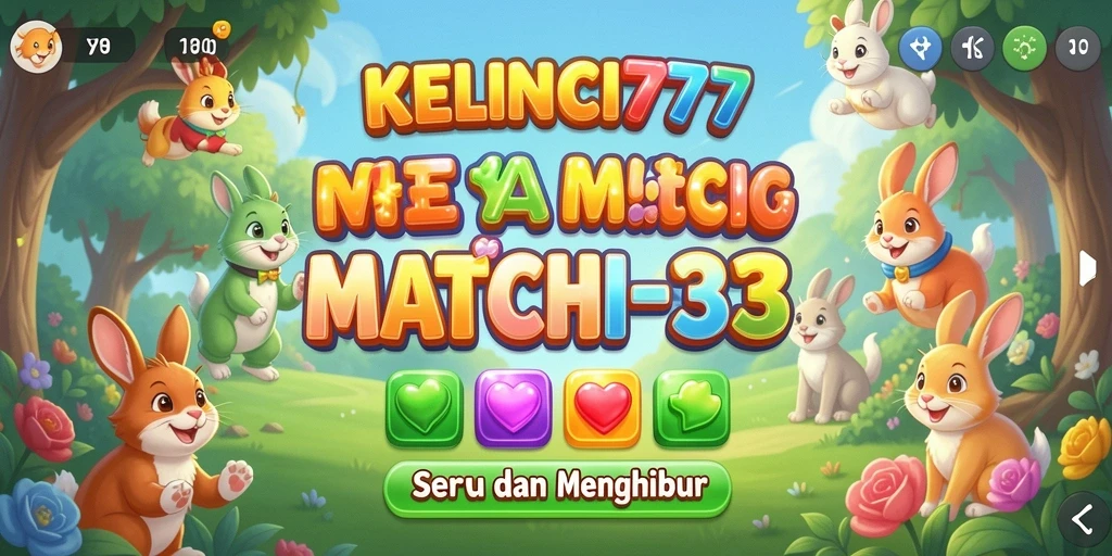 Tampilan gameplay seru KELINCI777 dengan level Match-3 yang menantang.