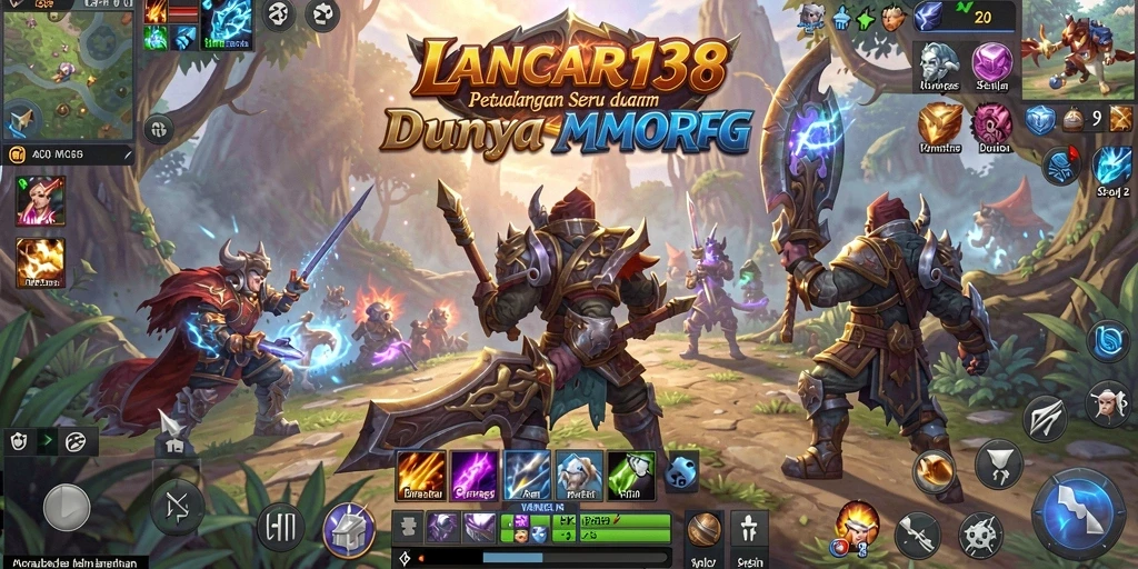 Screenshot utama LANCAR138 menampilkan pertarungan epik di dunia MMORPG.