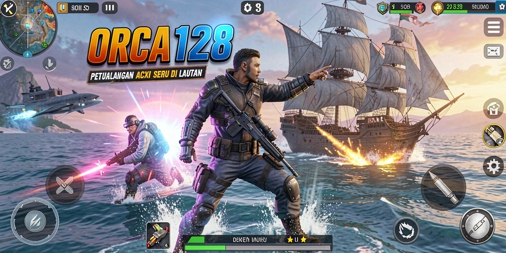 Tangkapan layar gameplay mendebarkan dari ORCA128.
