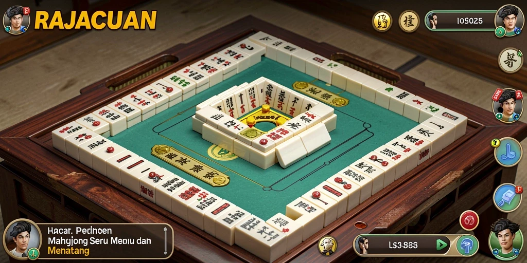 Screenshot utama RAJACUAN menunjukkan gameplay Mahjong yang seru.
