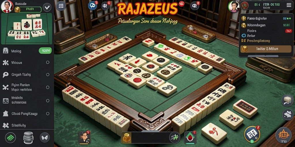 Tampilan gameplay seru dari <strong>RAJAZEUS</strong> yang menunjukkan keseruan bermain Mahjong.