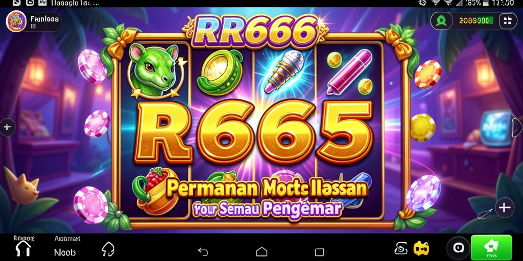 Tampilan gameplay RR666 yang menampilkan gulungan slot dalam aksi.