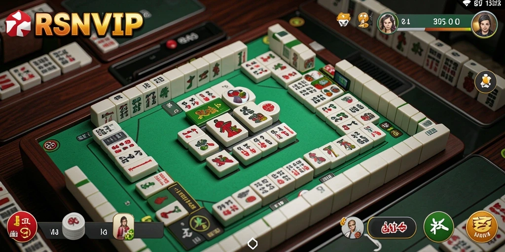 Screenshot RSNVIP menampilkan gameplay Mahjong yang menarik dan penuh warna.