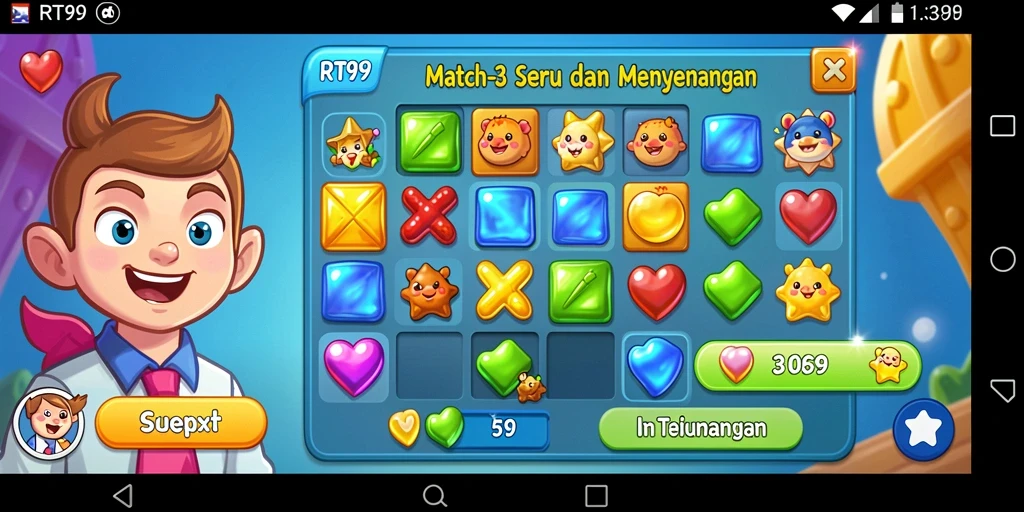 Tampilan gameplay RT99 yang penuh warna dan menantang.