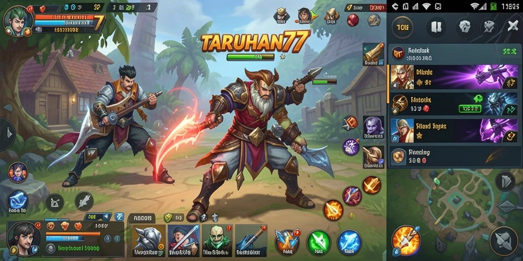 Screenshot menunjukkan tampilan antarmuka aplikasi TARUHAN77 yang interaktif dan menarik.