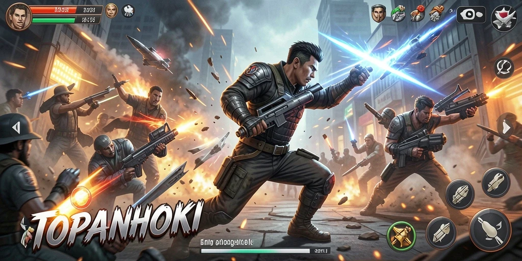 Screenshot menampilkan aksi seru gameplay TOPANHOKI.