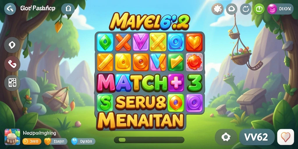 Screenshot game VV62 menampilkan aksi menyenangkan dalam gameplay Match-3.