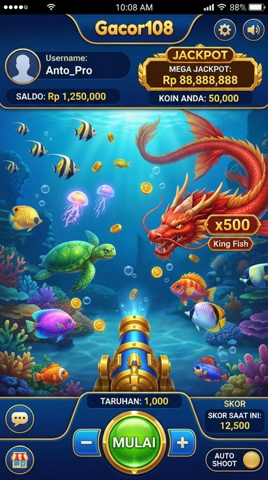Screenshot menu utama aplikasi gacor108.